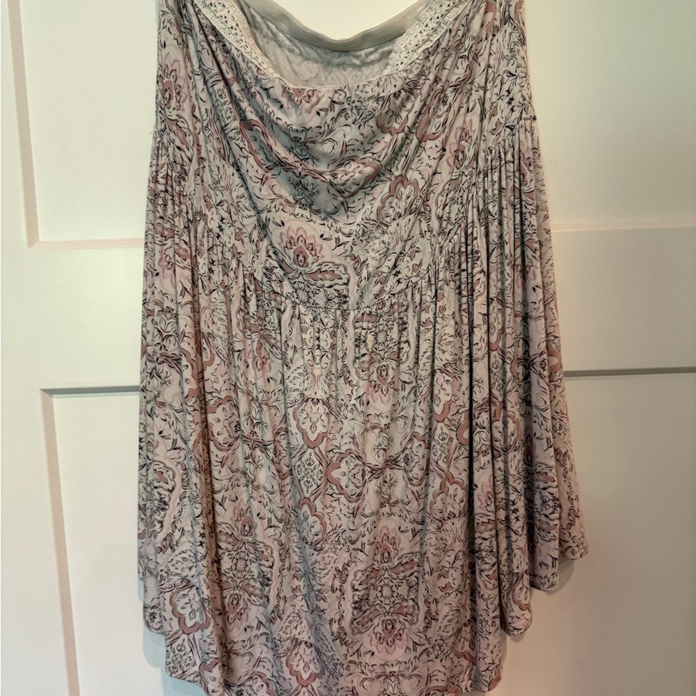 Torrid Paisley Print Midi Skirt in Soft Pink and Gray